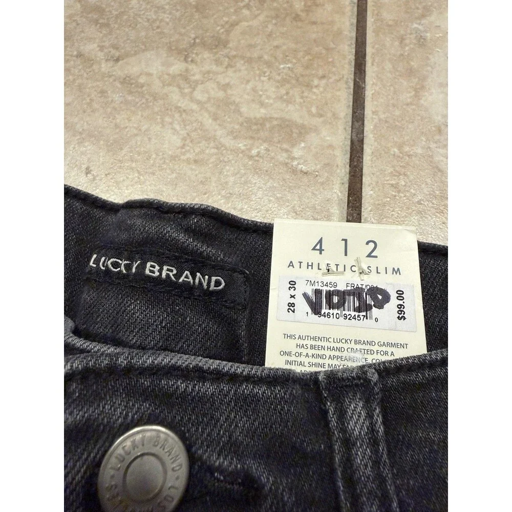 Lucky Brand Jeans Mens 28x30 Black Fade 412 Athletic Slim Straight Stretch NEW